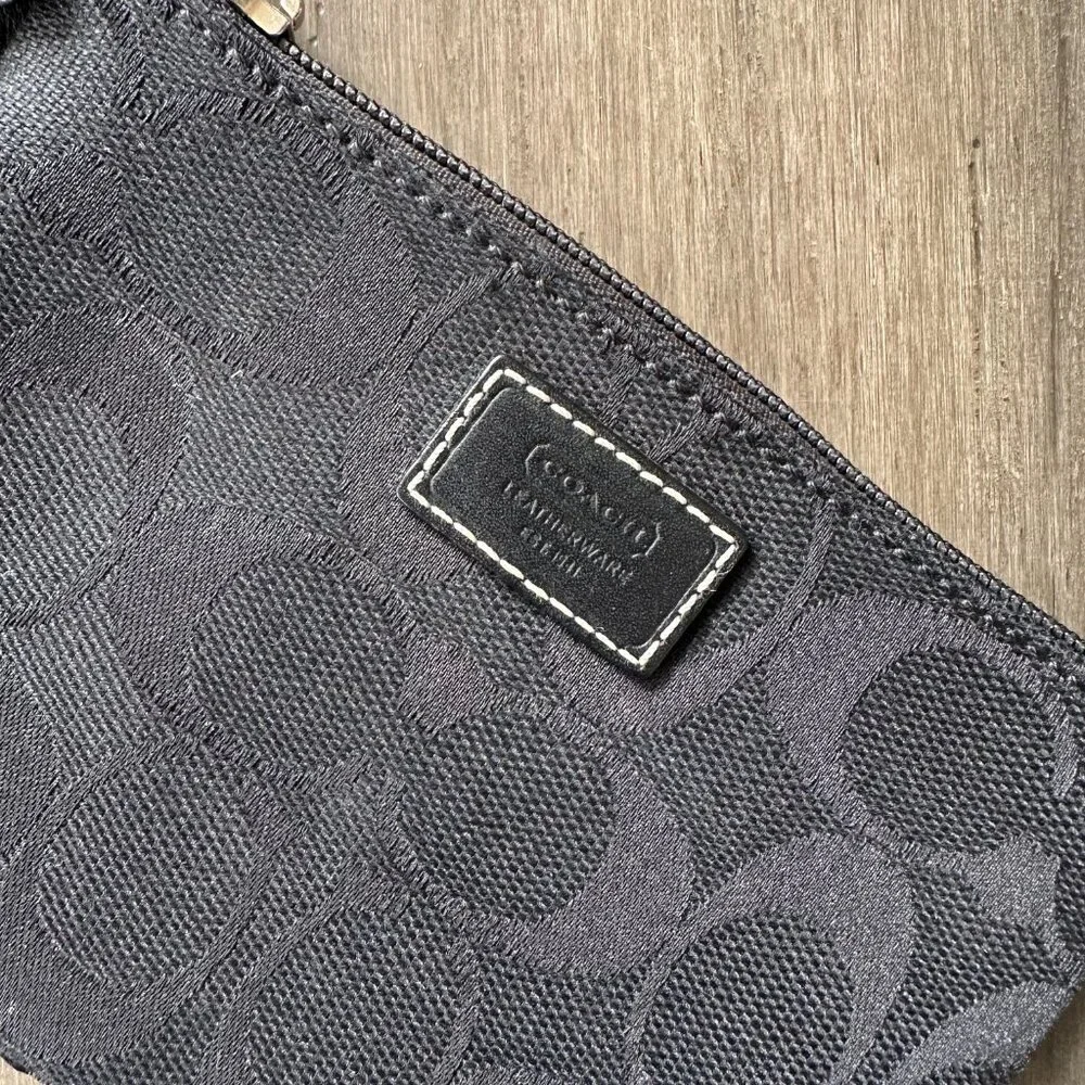 Vintage Y2K Coach Signature Canvas Black Wristlet Wallet Mini Bag Purse